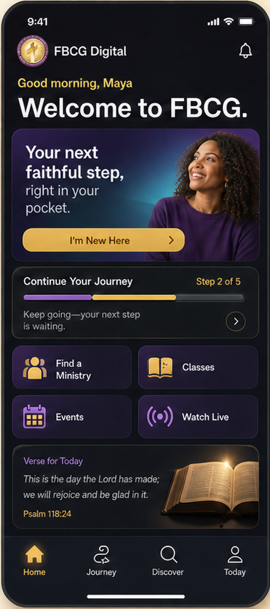 FBCG Digital Home mobile app screen